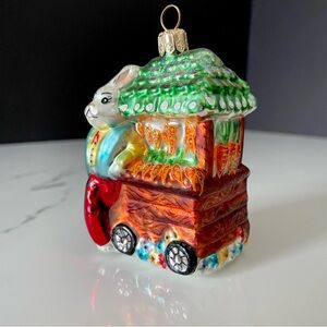 Carrot Cart Bunny Ornament by Christopher Radko